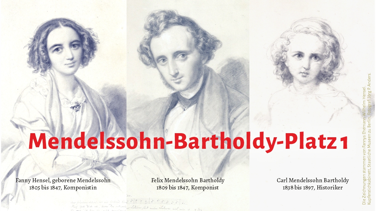 Drawing of Fanny Hensel, Felix and Carl Mendelssohn Bartholdy