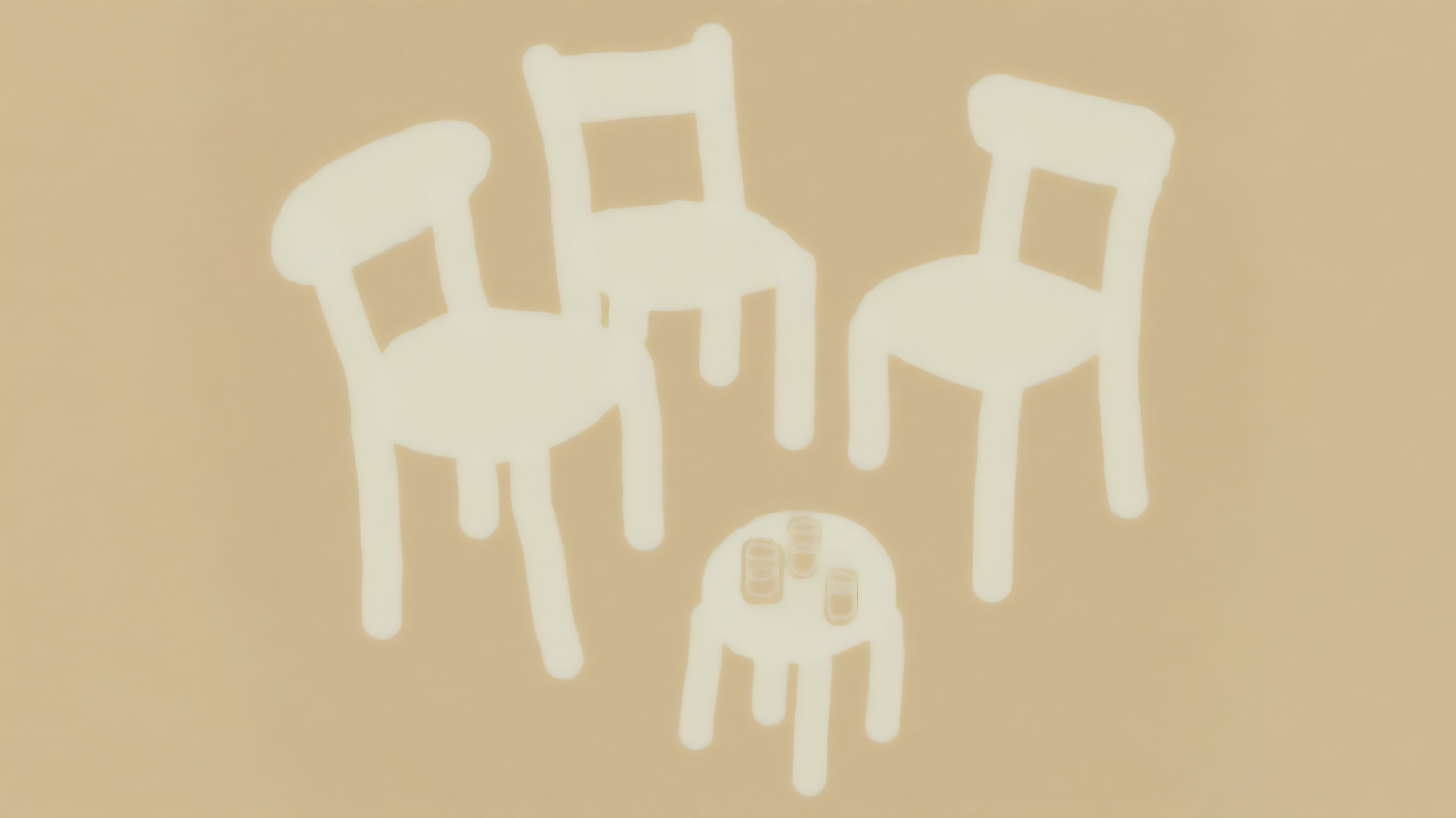 Illustration von drei Stühlen, die um einen Tisch stehen.