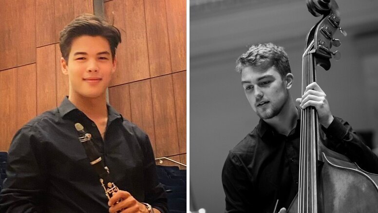 Philipp Herkorn mit Klarinette, Aaron Petrick am Kontrabass