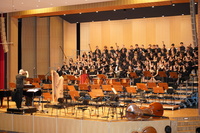 Probe des Hochschulchors auf der Bühne des Konzertsaals