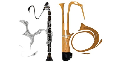 Fliessendes Bild einer Klarinette und eines Holzinstruments