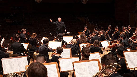 Orchester mit Blick auf den Dirigenten