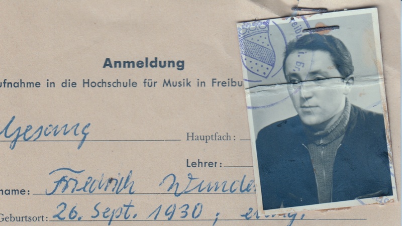 Passfoto von Fritz Wunderlich in seinem Anmeldeformular