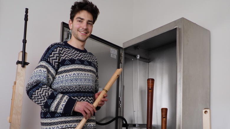 Der Blockflöten-Student Mathis Wolfer