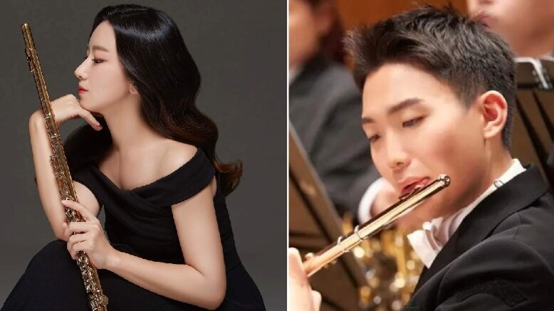 Die Flötistin Minjin Cho und der Flötist Jeseok Kang