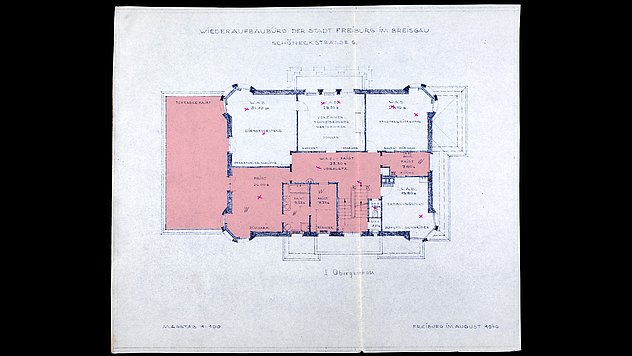 Grundriss des Obergeschosses der Villa Feist