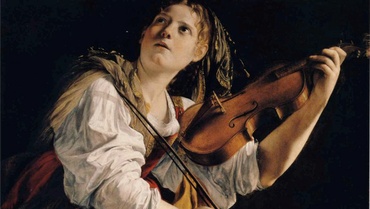 Junge Dame spielt Violine von Orazio Gentileschi
