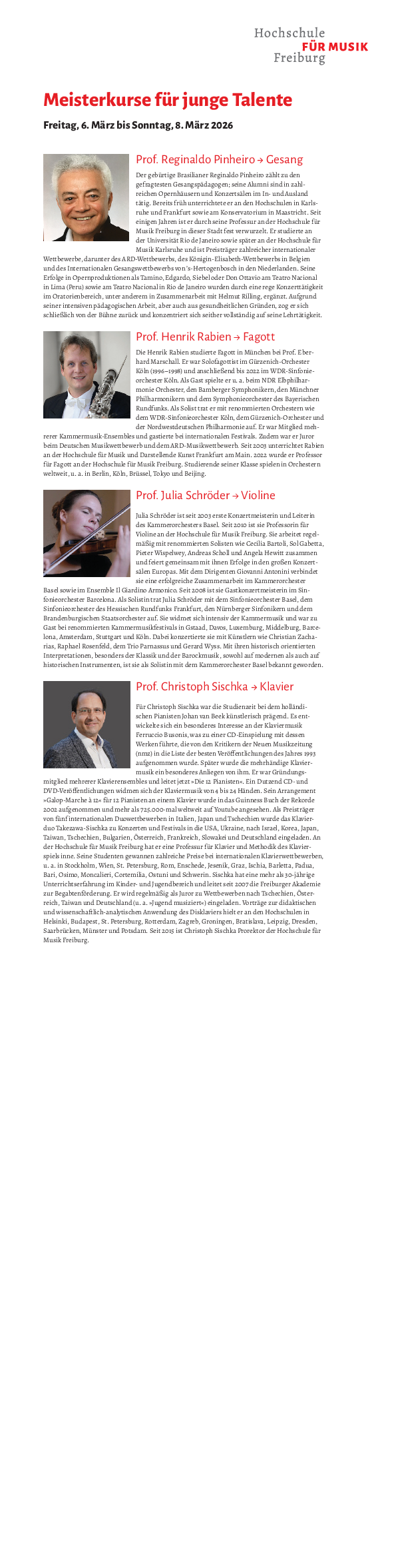 Dozentinnen und Dozenten mit Fotos