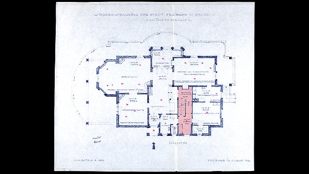 Grundriss des Erdgeschosses der Villa Feist